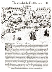 The Arrival of the Englishmen in Virginia, plate fra 